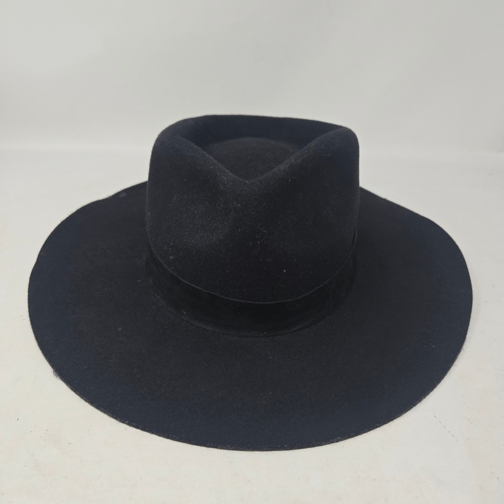 Lack of Color Black Wool Fedora Wide Brim Hat Medium 57cm NWT